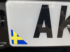 NUMBER PLATE CORNER SWEDISH FLAGS CAR MODIFIED VAN MOTORHOME STICKERS DECALS X2
