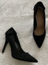 Women’s New Look Black Faux Suede 'Wide Fit' Stiletto Heel Court Shoes Size UK 8