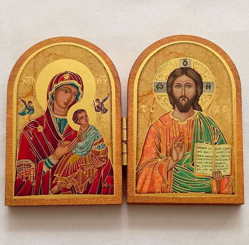 Christian folding diptych icon - diptych,