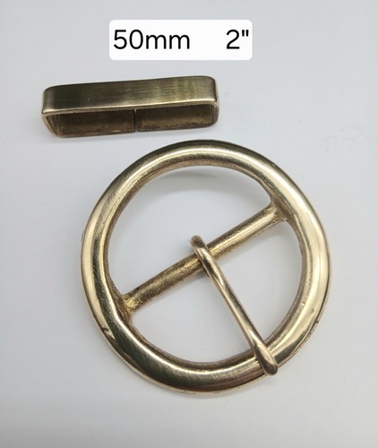 Solid brass round belt buckle - brass,
