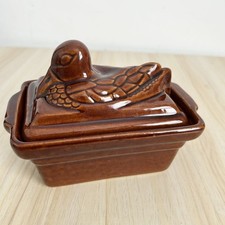 Vintage Pallsa Duck Pâté Tureen French Butter Dish Pottery Offert Par Tupperware