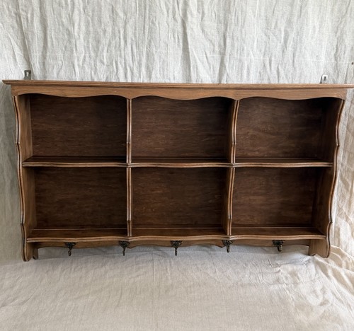 Vintage oak wood wall shelf - wood,