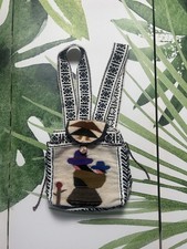 Peruvian Andean Fabric Wool Woven Blanket Pockets Lined Bag Backpack Rucksack