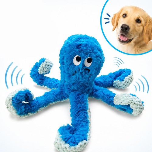 Angry octopus dog toy - toy, blue