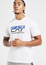 Emporio Armani EA7 Visibility T Shirt White/Blue-Size L-New-100% Genuine-RRP £60