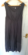 Mint Velvet Size 12 Grey Ruched Dress Shift Lined Viscose Sleeveless Grecian