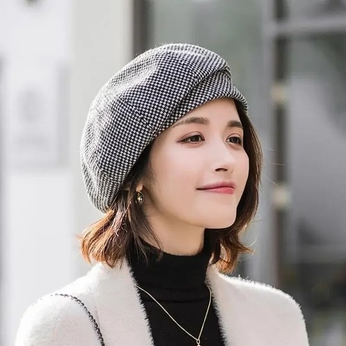 Womens wool beret plaid - beret,