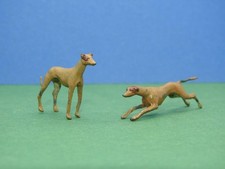 BRITAINS 1928 ANTIQUE LEAD FARM #605 AND #606 RUNNING AND STANDING GREYHOUNDS