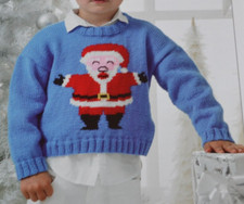 (56) Knitting Pattern - Children's DK Santa Father Christmas Sweater  20" - 30"