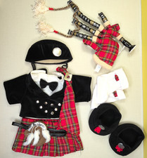 Build-A-Bear Scottish Highland FULL OUTFIT with Sporran, Bagpipes & Accessories