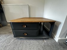 Vintage Ercol Beech Elm Pandora Coffee Table Storage Bookshelf Very Dark Grey