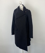 All Saints City Monument Coat Grey Draped Virgin Wool Size 10 UK Women’s