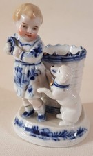 Antique Conta & Boehme C1870 Blue & White Child Match striker Fairing Figure