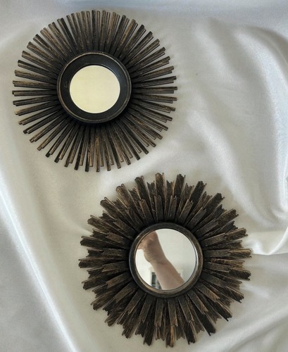 Pair vintage sunburst mirrors - sunburst,
