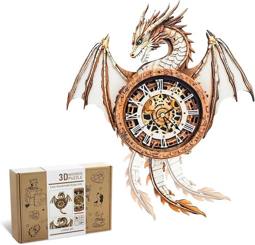 Wooden dragon clock - wooden,