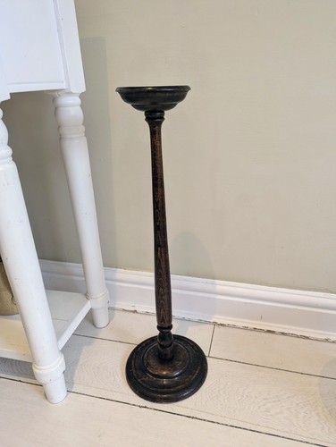 Turned wood floor candlestick - turned,