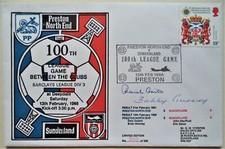 PRESTON v SUNDERLAND 100TH MATCH RAICH CARTER & BOBBY GURNEY AUTOGRAPHED F D C