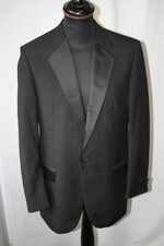 Vtg Shannon black Trevira dinner tuxedo evening jacket large 42 dandy revival
