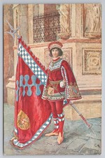 Torre Contrada Paggio Postcard, Palio di Siena, Guido Masignani, Flag Costume