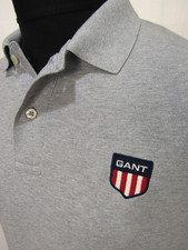 GANT Short Sleeve Grey Marl Cotton Men's Designer Polo Shirt ~ Large