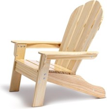 ZHUSI Small Outdoor Adirondack Chair for Kids, Natural Patio Lounge Chair