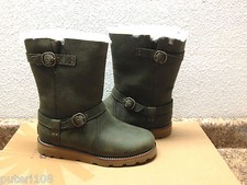 UGG NOIRA PINENEEDLE OLIVE GREEN LEATHER BOOTS US 6 / EU 37 / UK 4.5