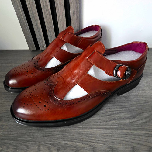 Men brown leather monk strap - men's,