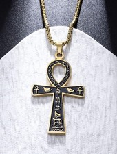 Gold Ankh Pendant Necklace Protection Egyptian Amulet