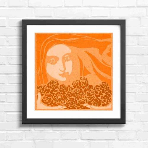 Art nouveau girl and red - art,