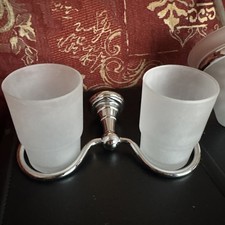 Toothbrush Holder Wall Mounted Tumbler Bathroom Accessory Modern Chrome Glass