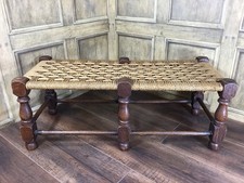 Antique long oak stool - stool, /