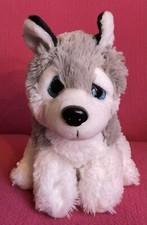 Oakes Leisure Sitting Husky Wolf Dog Grey White Soft Plush Toy 10” x 11”
