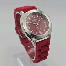 Cotton Traders Wristwatch Ladies Red Silicone Strap & Face New Battery Quartz 