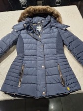 Ladies  Navy JOULES  Quilted Puffer Coat Vgc
