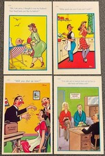 4 X RISQUÉ,SAUCY,NAUGHTY,SEXY,RUDE,HUMOUR,SEASIDE POSTCARDS.EXCELLENT.