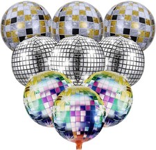9 Pcs Disco Ball Balloons, 22