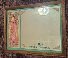 Vintage Moët & Chandon Picture Mirror Art Nouveau Drinks Advertising Framed A20