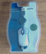 Xenta - Mini Retractable Wired Optical Mouse - USB - Blister Pack
