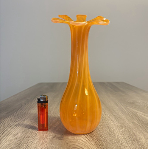 Vintage orange glass ruffled - vintage,