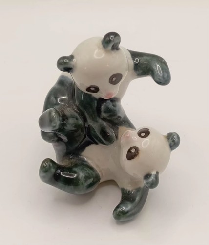Playful panda bears figurine - bears,