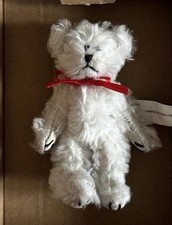 Stuffed Miniature 3" Teddy bear, White curly hair, collectable bear
