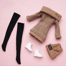 Winter Coffee Dress Jumper Tights Hat & Shoes Clothes Doll Outfit Sindy