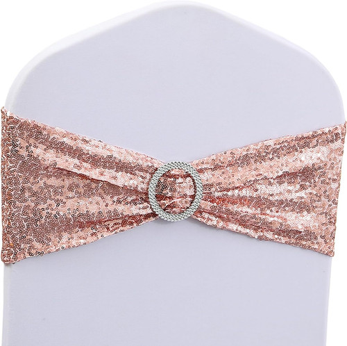 Sequin rose gold chair sashes - chair,