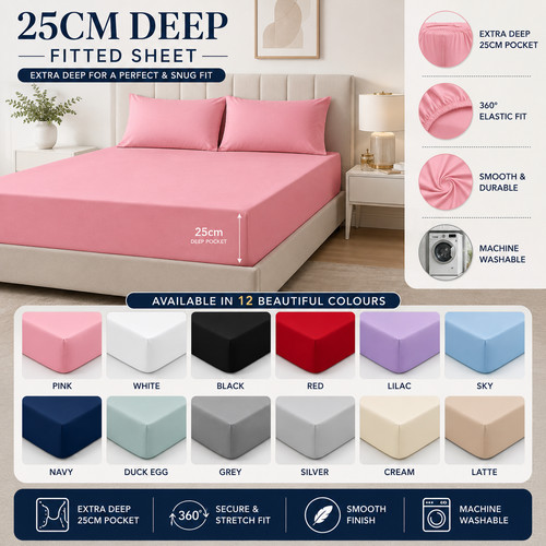 25cm deep fitted sheet - deep, extra