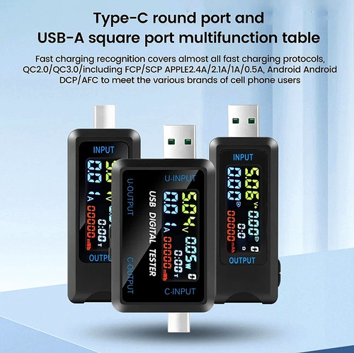 Usb type digital - type-c, voltmeter