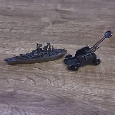 Original Die Cast Miniature vintage Brass Pencil Sharpener, Ship And Catapult. 