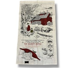 VTG Tea towel smokey kettle maple syrup rhode island kay dee hand print 60s (9