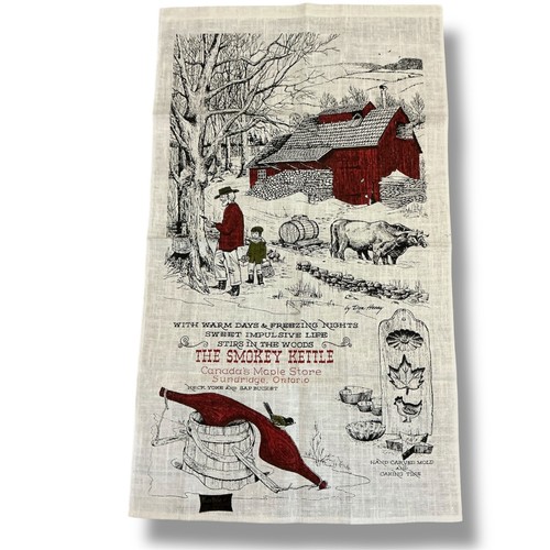 Vtg tea towel smokey kettle - towel,