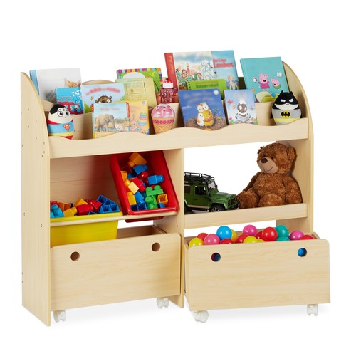 Toy storage with shelves