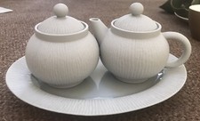 LIMOGES TEA POT AND SUGAR BOWL & TRAY
